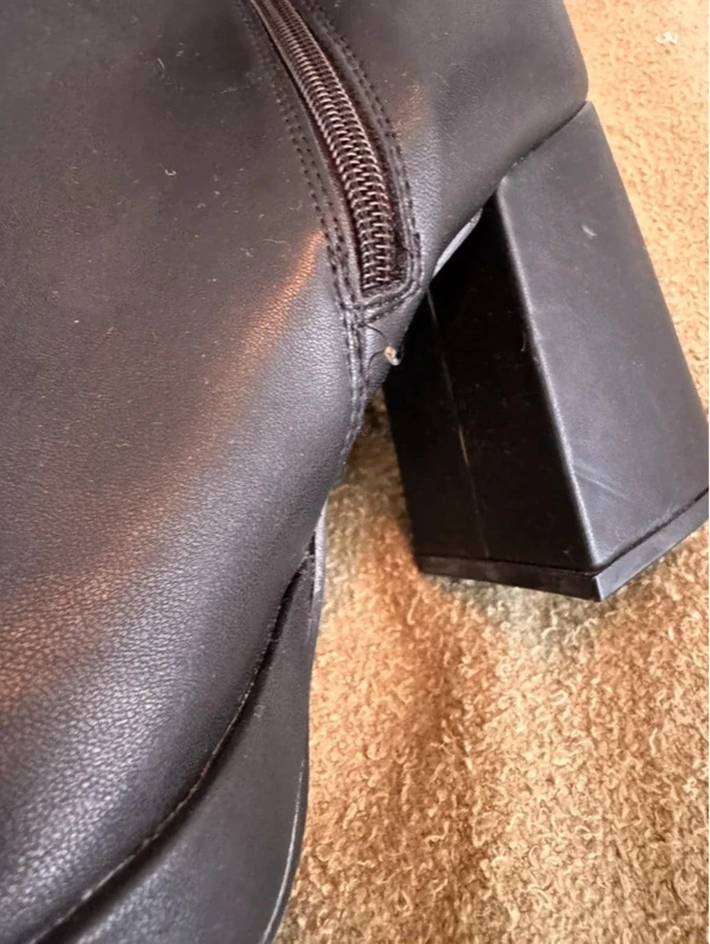 Chic Black Faux Leather Knee-High Platform Block Heel Boots